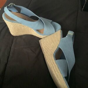 Denim wedge 3 1/2 or 4 inch heel…never worn